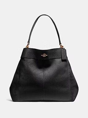 Euc Coach Lexy Black Suede & Leather Shoulder Bag